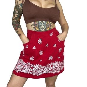 Vintage red tropical skort